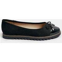 Yours Extra Wide Fit Toe Cap Ballet Pumps - Black