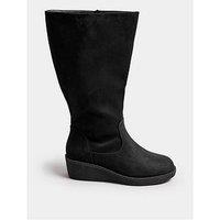 Yours Extra Wide Fit Wedge Knee Boot - Black