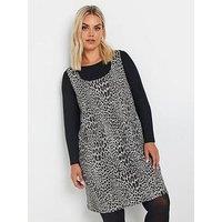 Yours Curve A-Line Pinafore Dress - Grey