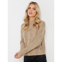 Pixiegirl Petite Cable Knit Jumper - Beige