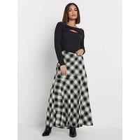 Pixiegirl Petite Blurred Check Maxi Skirt - Black