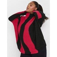 Yours Curve Oversized Colourblock Swirl Jumper