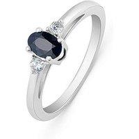 Love Diamond Natural Black Sapphire And Lab Grown Diamond Ring