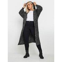 Yours Curve Hooded Longline Cardigan - Black