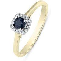 Love Diamond Black Sapphire Diamond Halo Solitaire Ring