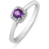 Love Diamond Amethyst Diamond Halo Solitaire Ring