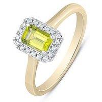 Love Diamond Peridot Diamond Halo Ring