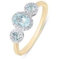 Love Diamond Aquamarine Look Sky Blue Topaz Diamond Halo Ring