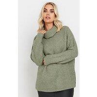 Yours Curve Roll Neck Jumper - Green