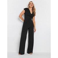 Long Tall Sally Tall Scuba Wrap Jumpsuit - Black