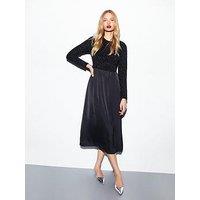New Look 2-In-1 Tinsel Top Long Sleeve Midi Dress - Black