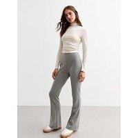 New Look Pinstriped Flared Trousers - Grey