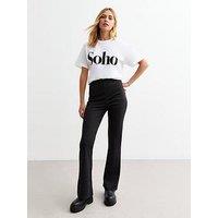 New Look Black Pinstriped Flared Trousers - Print