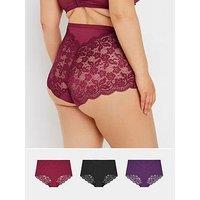 Yours Curve 3 Pack Lace Back Full Briefs
