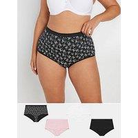 Yours Curve 5 Pack Full Briefs With Stretch - Black