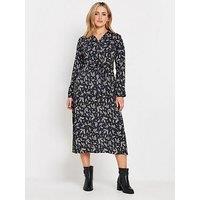 M&Co Leaf Printed Dress - Black