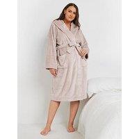 Yours Curve Hooded Robe - Pink