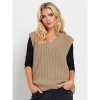 Pixiegirl Petite Zip Side V Neck Tunic - Beige