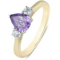 Love Diamond Lab Grown Diamond Natural Pink Amethyst Pear Shaped Ring