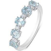 Love Diamond Aquamarine Look Sky Blue Topaz Diamond Eternity Style Ring