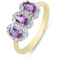 Love Diamond Amethyst With Diamond Three Stone Ring