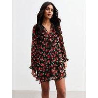 New Look Chiffon Mini Dress - Rose Print