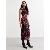 New Look Abstract Mesh Midi Skirt - Pink