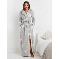 Long Tall Sally Tall Honeycomb Star Hooded Maxi Robe - Grey