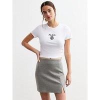 New Look Pinstripe Split Tube Skirt - Light Grey