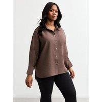 New Look Curves Relaxed Shirt - Brown