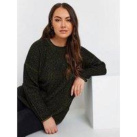 Yours Curve Drop Shoulder Jumper - Green/Black