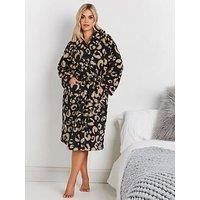 Yours Curve Fluffy Animal Shawl Collar Robe