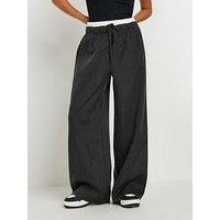 Pixiegirl Petite Pinstripe Wide Leg Troupers - Black