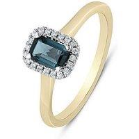 Love Diamond London Blue Topaz Diamond Halo Ring