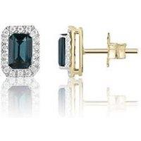 Love Diamond London Blue Topaz Diamond Halo Earrings - J