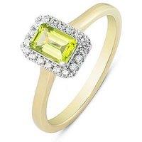 Love Diamond Peridot Diamond Halo Ring