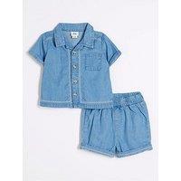 River Island Baby Baby Boys Chambray Short Set - Blue