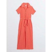 River Island Girls Seersucker Jumpsuit - Orange