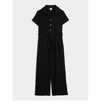 River Island Girls Seersucker Jumpsuit - Black