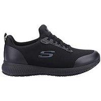 Skechers Wide Fit Squad Slip Resistant Trainer - Black