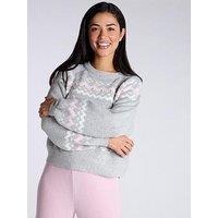 Boux Avenue Reindeer Knit Lounge Christmas Jumper - Mix - Grey