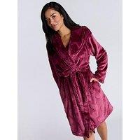 Boux Avenue Heart Plush Embossed Midi Robe - Claret