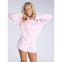 Boux Avenue Heart Plush Crew & Short Pj Set - Pink Mix