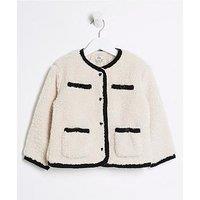 River Island Mini Mini Girl Borg Jacket - Cream