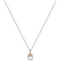 Disney Sterling Silver 18Ct Gold Plated Heart Crown Pendant Necklace
