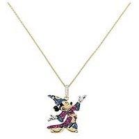 Disney 100 Mickey Mouse 18 Carat Yellow Gold Plated Pendant With Ruby & Cubic Zirconia Stones