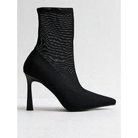 New Look Mesh Stiletto Heel Ankle Boots - Black