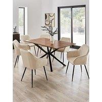 Very Home Chopstick 160Cm Wood Top Table & 6 Alisha Natural Chairs