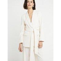 River Island Belted Blazer - Cream