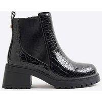 River Island Girls Patent Black Heeled Boots
